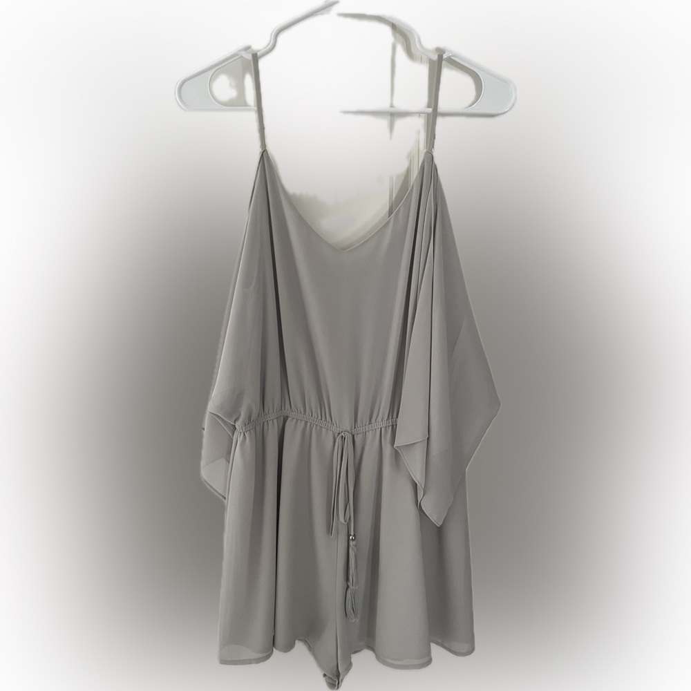 Grey Tie Front Romper